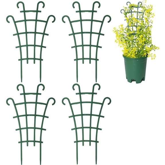 Stackable Plant Trellis, Plastic Climbing Plant Support Stakes, Portable Small Trellis for Potted Vines, Ivy, Hoya and Houseplants for Indoor & Outdoor Garden 4 Pack