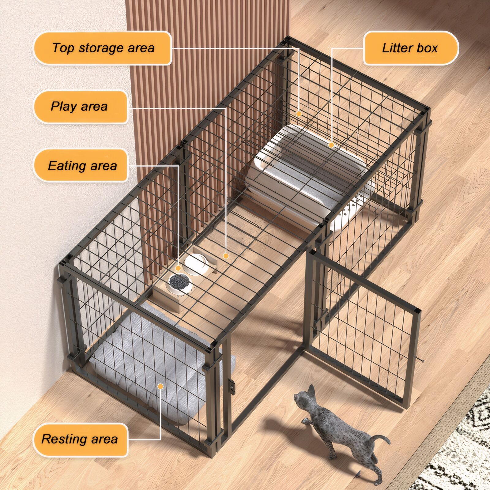Pet Playpen 47.2" Dog Crate for Small Medium Large Dogs, Puppy Dog Playpen for Yard Indoor Outdoor Use, Pet Dog Cage Kennel (47.2"L x 23.6"W x 23.6"H),Dog Crate