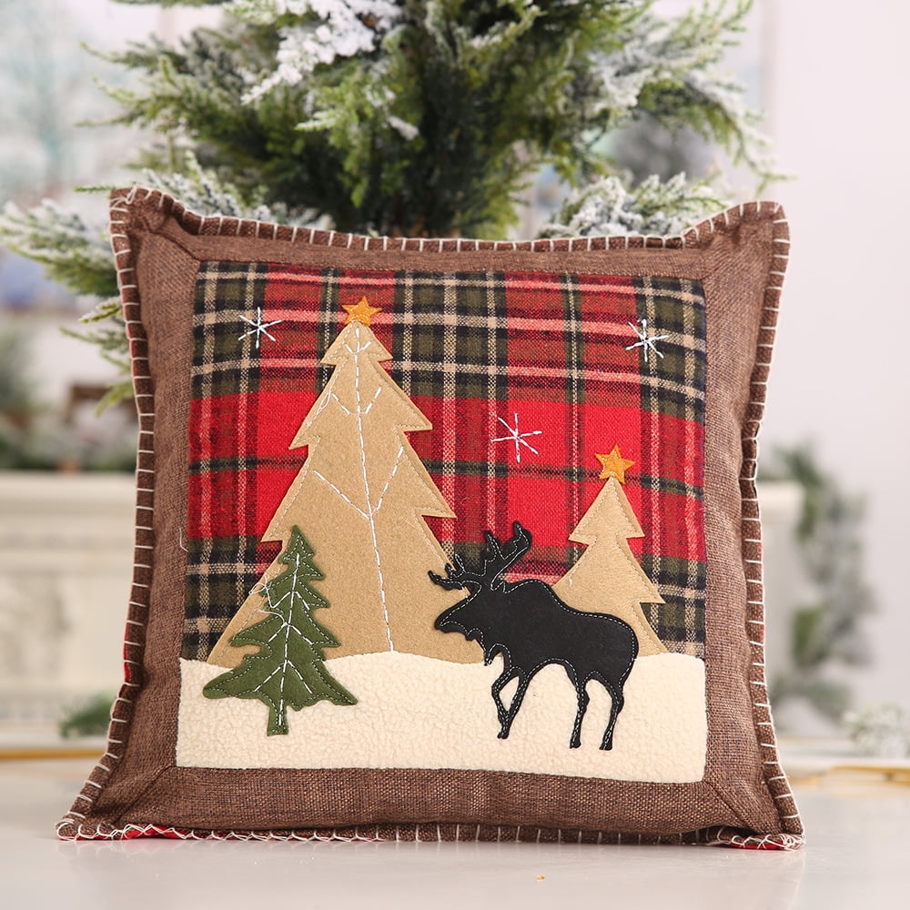 nipocaio Santa Christmas Pillow Covers 14x14 Set of 2 Holiday Decorative Xmas Red Plaid Throw Pillow Cover Square Soft Walmart
