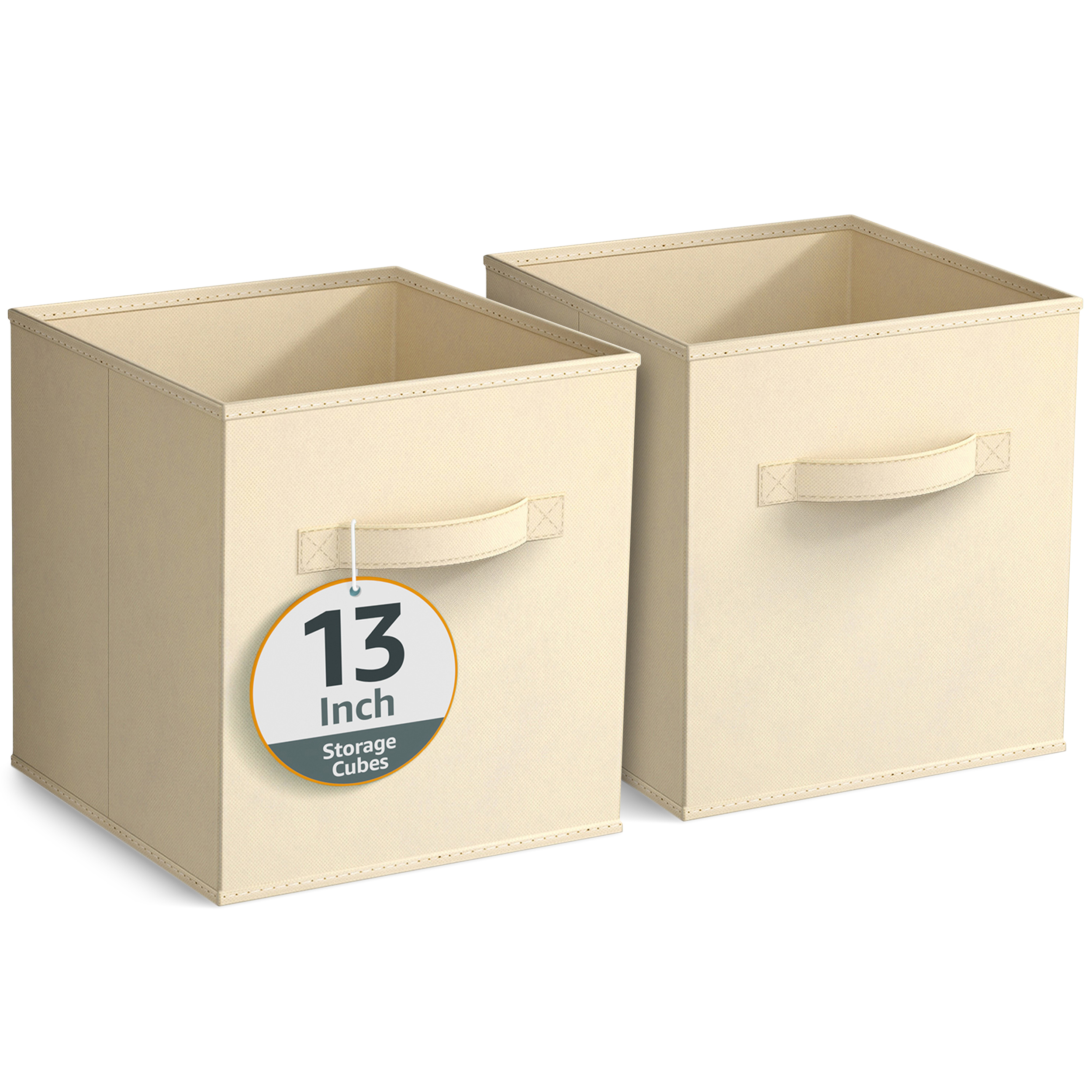 Sorbus 13" Foldable Fabric Storage Cube Bin, Beige (2 pack)