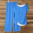 thumbnail image 4 of CHUMUD Womens 2 Piece Outfits Sets Watching Set Short Sleeve Ruched Drawstring Crew Neck Tops and Wide Leg Pants Clothing Sets, 4 of 5