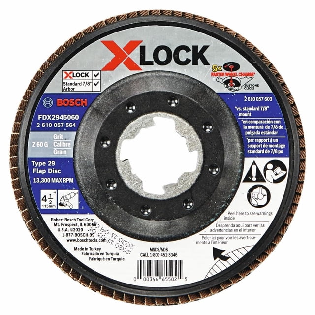Disco de solapa Bosch FDX2945060-10 tipo 29 60 Grit X-Lock 115 mm