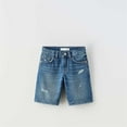 thumbnail image 2 of Razzly Child Boys Denim Shorts High Waist Casual Comfortable Breathable Summer Outfit For Toddler Kids Shorts Big Kids Girl Basketball Shorts Boys Shorts Boy Shorts Toddler Mud(Dark Blue,3-4 Years), 2 of 4
