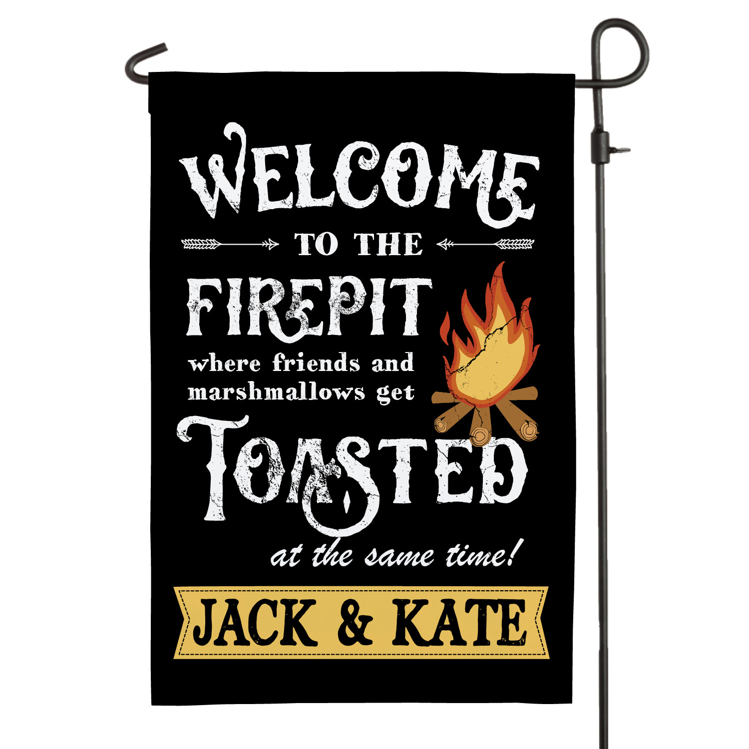 Welcome to Our Firepit Personalized Garden Flag