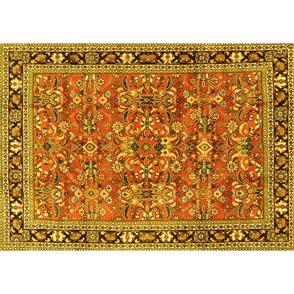 Ahgly Company Indoor Rectangle Persian Yellow Traditional Area Rugs, 5' x 7'