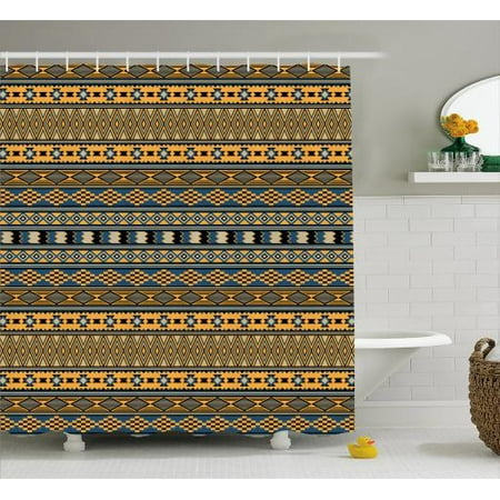 Afghan Shower Curtain Middle Eastern Geometric Shapes Ethnic