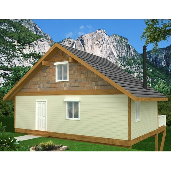 001-3246: Cabin Cottage 0 Bed, 0 Bath Luxury Home Plan, 540 Sq Ft: Full Blueprints with License to Build by Home Plan Marketplace - Lesuto