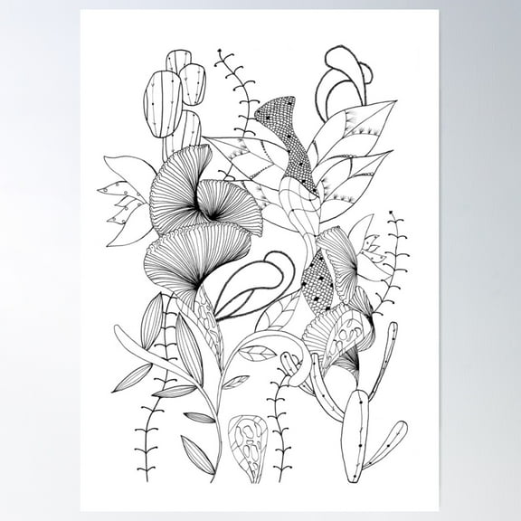 Nature | Hand Drawn Zentangle Illustration Art | Poster Wall Art, Modern Wall Decor For Living Room Bedroom, 8x12 UNFRAMED