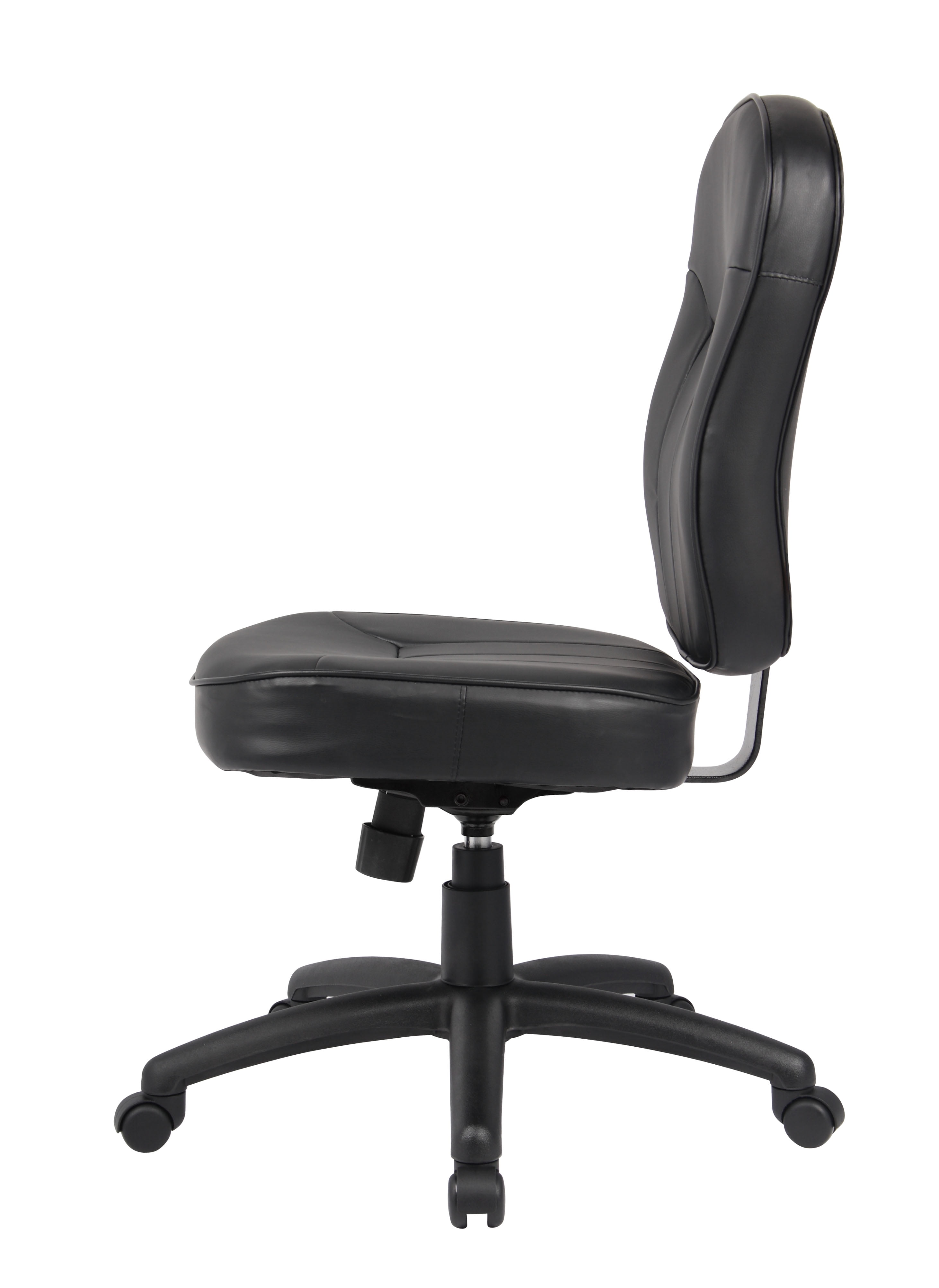 Boss Office Products LeatherPlus Task Chair with Casters, Black