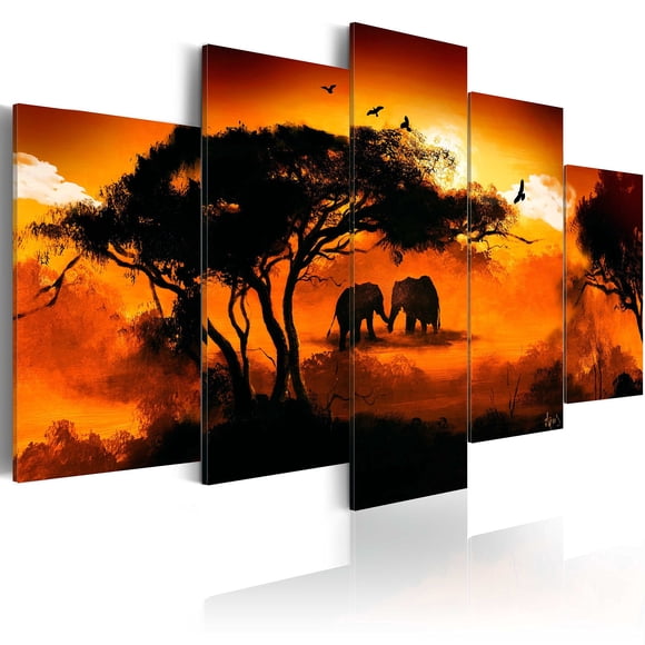artgeist Canvas Wall Art Print Africa 40x20 in - 5pcs Home Decor Framed Stretched Picture Photo Painting Artwork Image Landscape Wild Animal Nature 5718