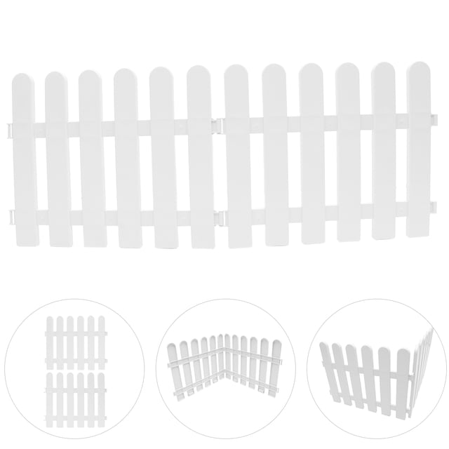 DEEPCRAFF 2Pcs Plastic Garden Fence White PVC Decorative Fencing for Christmas Tree Decoration