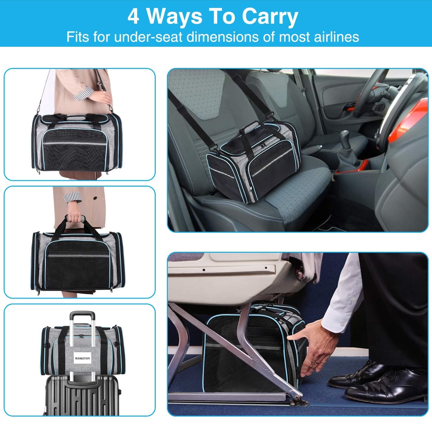 Pefilos 18" TSA Airline Approved Cat Dog Carriers Pet Carrier for Small Medium Cats Dogs Puppies Portable Dog Travel Carrier, Black Pefilos 18" TSA Airline Approved Cat Dog Carriers Pet Carrier for Small Medium Cats Dogs Puppies Portable Dog Travel Carrier, Black