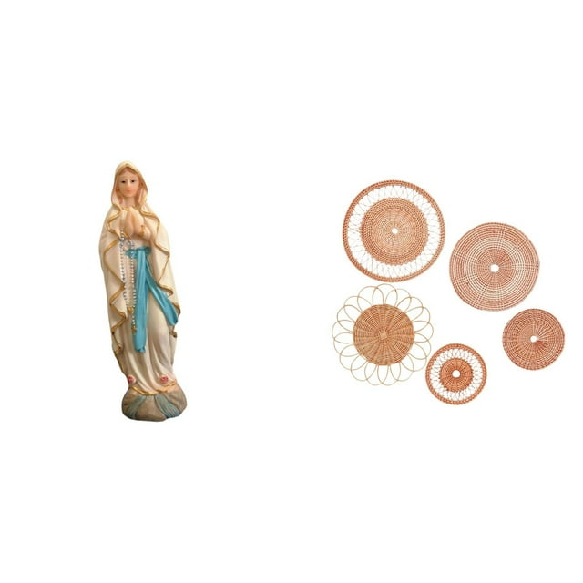 Escultura de resina para colgar en la pared, decorativa, única, de ratán tejido, arte de pared, estatua de María para salón de té, pasillo, do