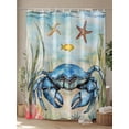 thumbnail image 4 of Blue Crab Shower Curtain, Ocean Coral Starfish Fish Retro Waterproof Shower Curtain Set with 12 Hooks Lightweight Washable Fabric Shower Curtains for Bathroom 48x72 Inches, 4 of 6