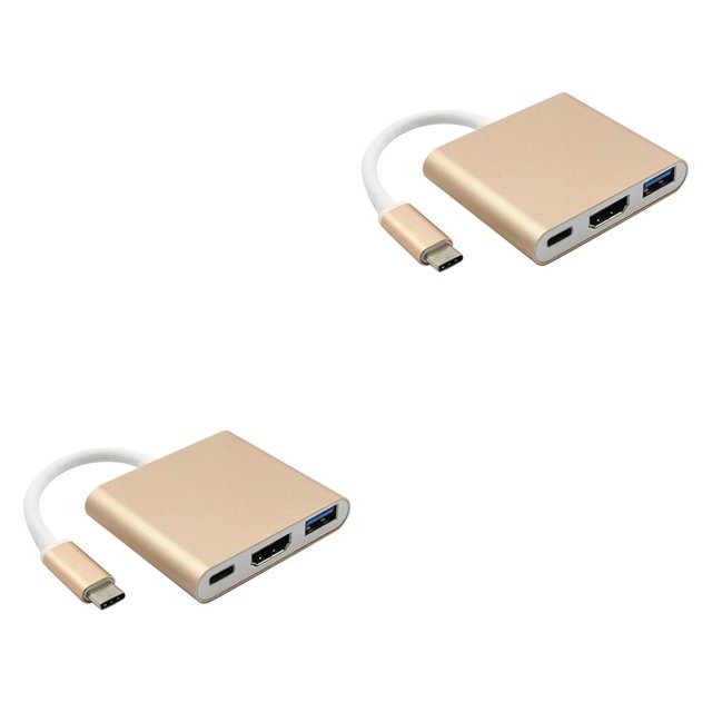 Concentrador USB 3,1 Tholdsy 3 en 1 compatible con HDMI color Oro 2piezas