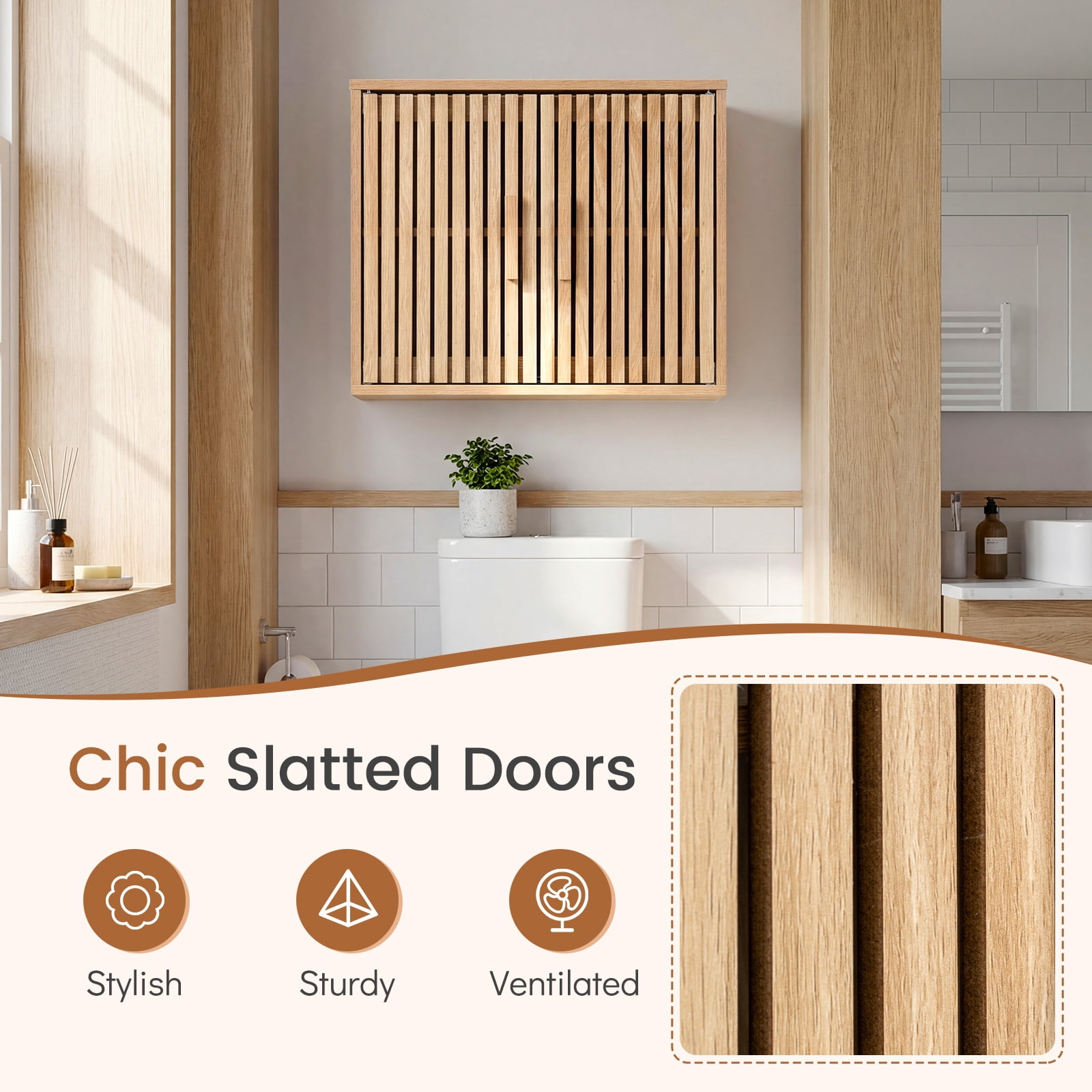 Costway Bathroom Wall Cabinet, Wall Mounted Medicine Cabinet , Adjustable Shelves