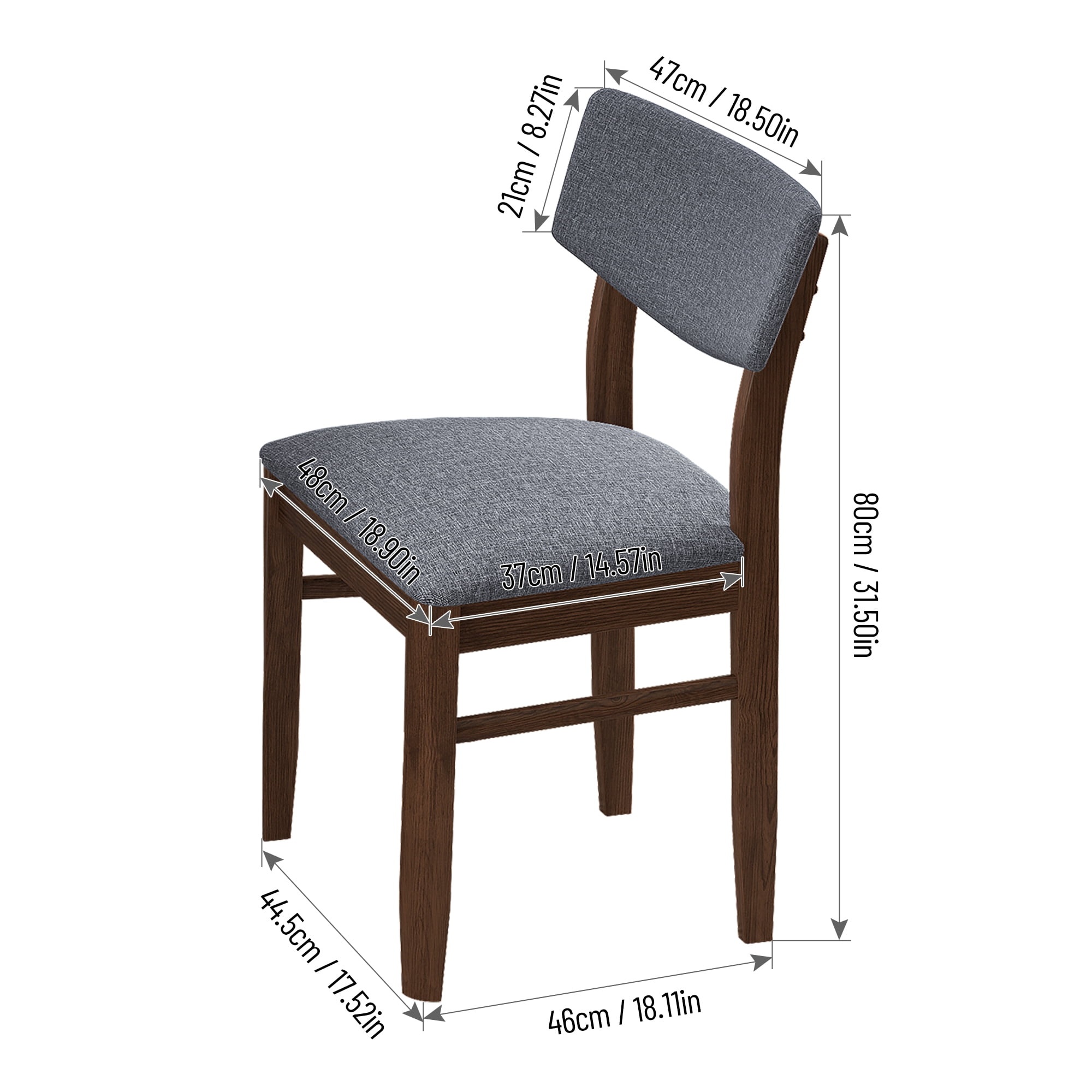 Kadyn Dining Chairs Set of 2, Dining Side Chairs with Fabric Cushion for Kitchen, Walnut Kadyn Dining Chairs Set of 2, Dining Side Chairs with Fabric Cushion for Kitchen, Walnut