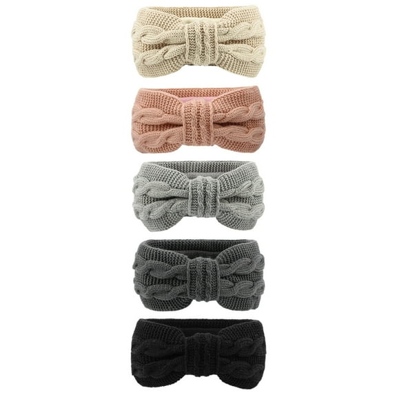 Soimiss 5Pcs Assorted Color Warm Headbands Wide Brimmed Hair Accessory for Walking