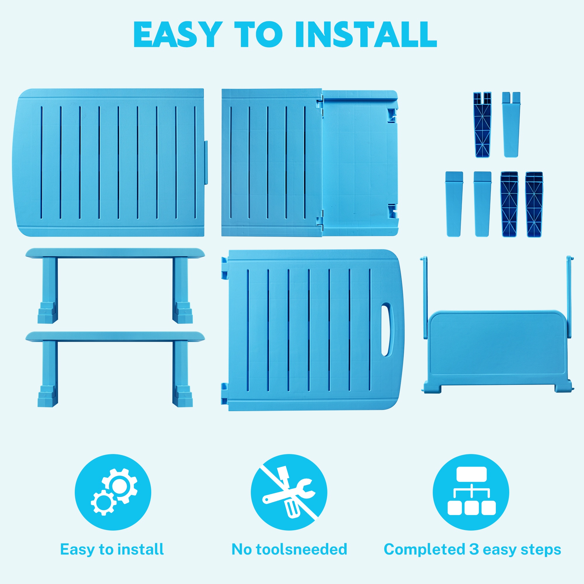 Outdoor Chaise Lounge Chair Furniture Sets of 2, Segmart Patio Pool Recliner, Chaise Chairs Set with Wide Armrest, Side Table, 5-Level Angles Adjust Backrest, Max Weight 440lbs, Blue