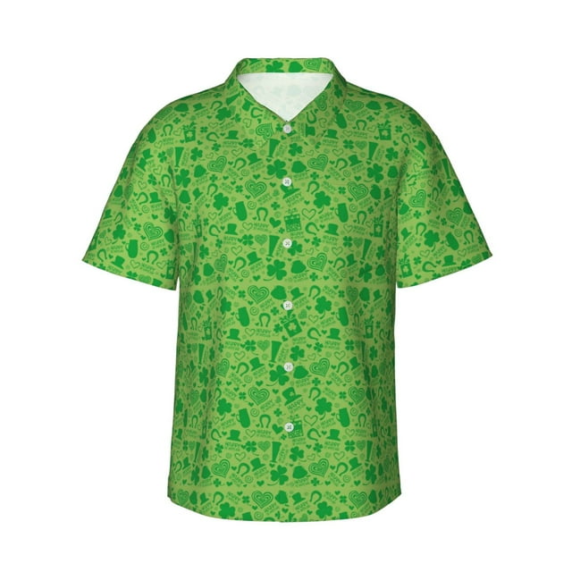 Balery St Patrick's Day Camisas hawaianas de manga corta para hombre, camisas playeras de corte holgado, camisas de vacaciones con botones,XX-Large