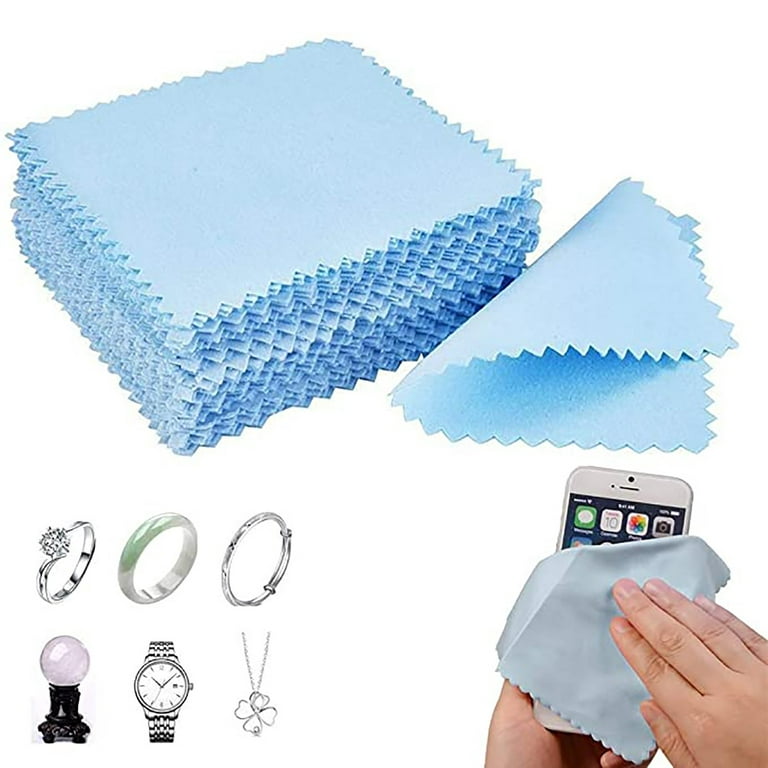 Kitchen Rags Jewelry Instrument Silver Polish Wipe Care Metal Cleaner Cloth Polish Cloth Cleaning Supplies, Size: Small, Blue