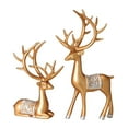 thumbnail image 3 of 2Pcs Modern Reindeer Statues Figurine Animal Sculpture Creative Collection Resin Gold, 3 of 8