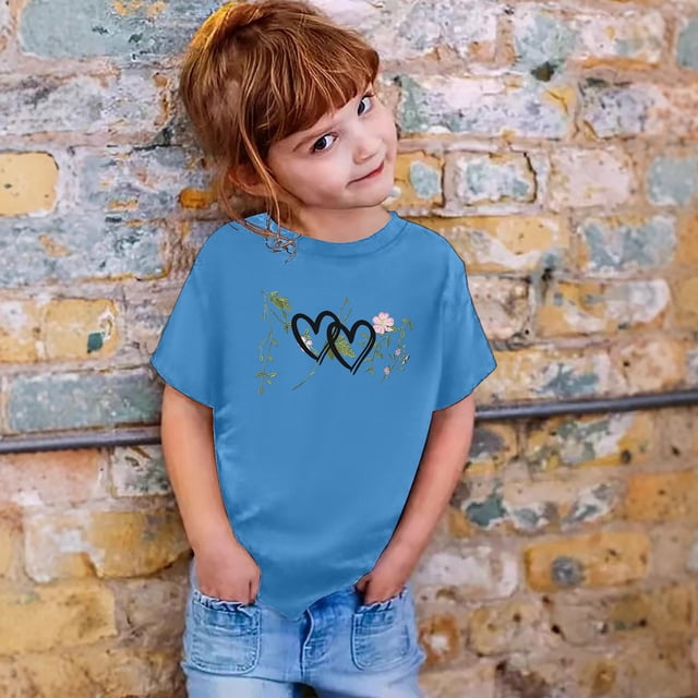 Vêtements pour Filles Imprimé Chemise à Manches Courtes Col Rond Été Taille 10-11 Ans Mode Filles