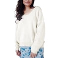 thumbnail image 3 of Elezay Women's Pullover Sweater V-Neck Loose Fit Cotton Shirts Knit Long Sleeve Tops White L, 3 of 3