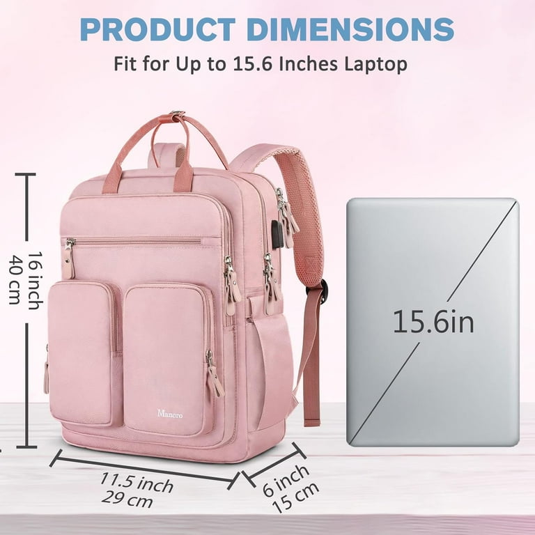 Mancro Travel Backpack for Women 15.6 Inch Laptop Backpack with USB Charging Port Waterproof Carry on Backpack Walmart