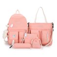 thumbnail image 2 of Bolsa 5 unids/set mochila de mujer moda Casual mochilas escolares lona para vacaciones (rosa) Likrtyny Para Estrenar, 2 of 9