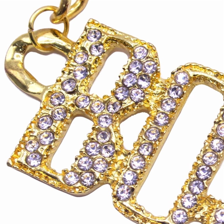 UNDERWRAPS Boss Rhinestone Studded Necklace - 80s 90s Hip Hop