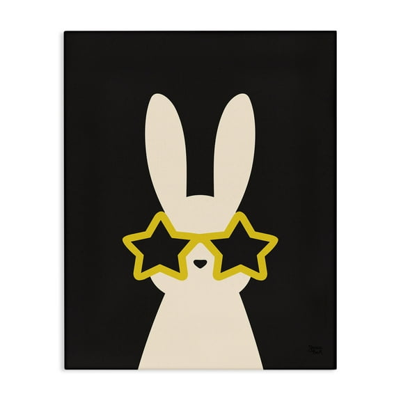 Stupell Industries Rabbit with Star Glasses Animals Painting Wrapped Canvas Art Print Wall Art, 16 x 20