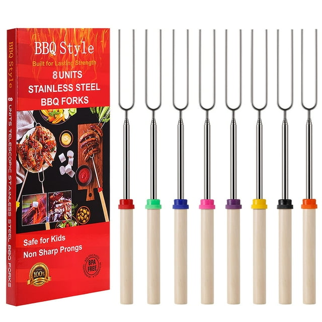 Palitos telescópicos para asar malvaviscos BBQStyle de 81 cm, set de 8 piezas