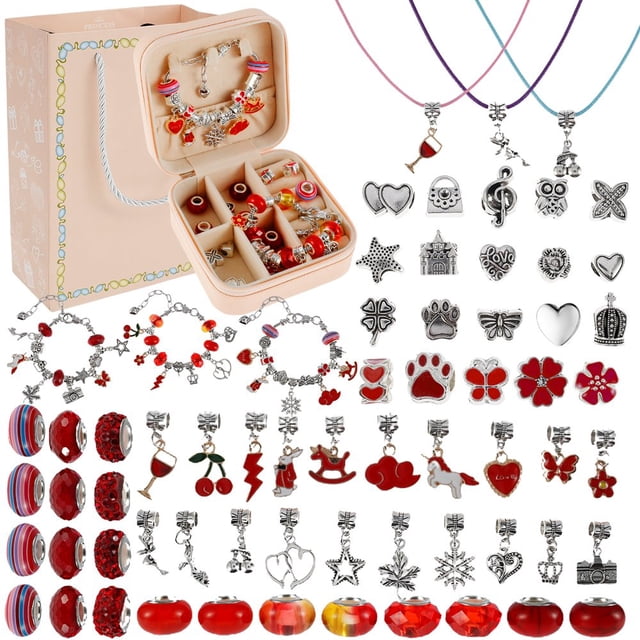 66Pcs Bracelet Making Kit Charm Jewelry Making Kit Bracelet Crafts Jewelry Making Supplies Including Beads Pendants Ropes Br
