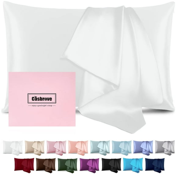 Funda de Almohada de Seda Casbrove Seda de Morera Suave y Transpirable Blanca