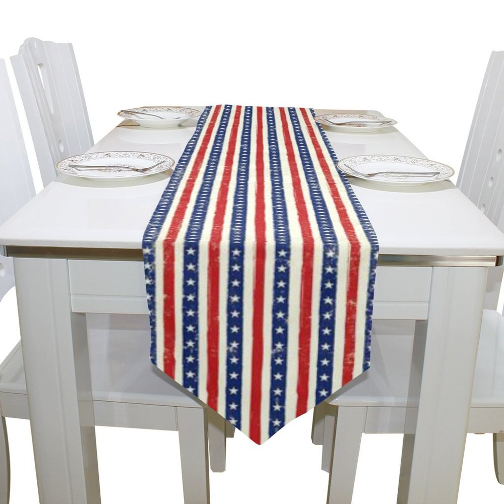 POPCreation Independence Day July 4th American Flag Table Runner Bed