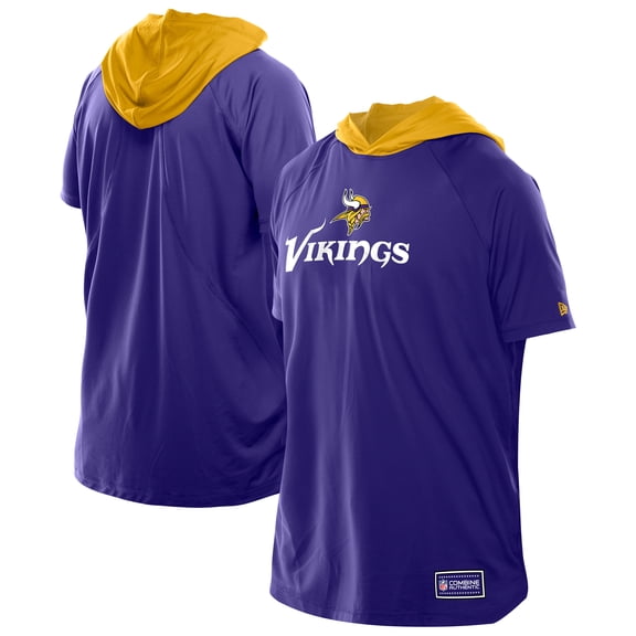 Men's New Era Purple Minnesota Vikings Combine Authentic Hooded Raglan Short-Sleeve T-Shirt