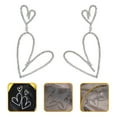 thumbnail image 6 of SEWCHICS Heart Shaped Dangling Earrings Silver 1 Pair 2.8x0.6in, 6 of 8