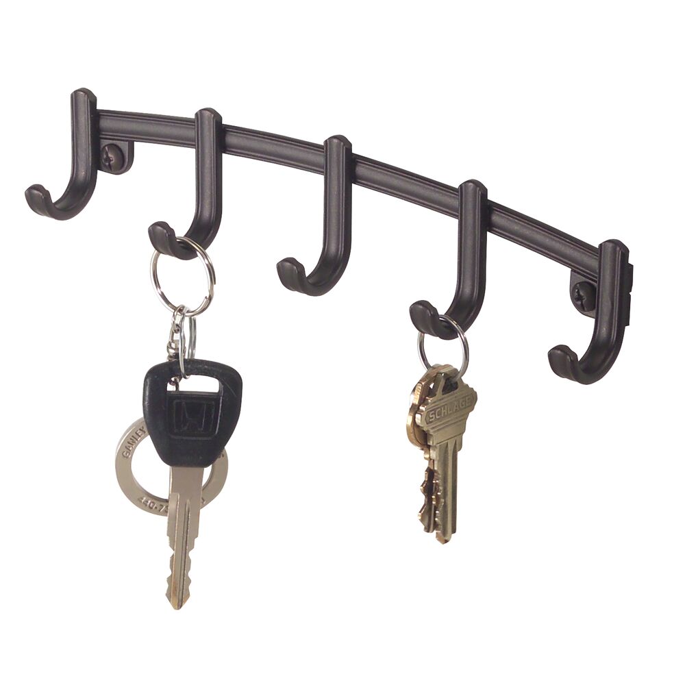 mDesign Steel Modern Key Holder for Wall Decorative WallMount Key Ring Holder and Hook Rack
