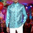 thumbnail image 2 of Shiny Metallic Sequin Shirt for Men Long Sleeve Button Down Collared Dress Shirt Disco Party Wedding Formal Suit, 2 of 5