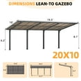 thumbnail image 2 of AECOJOY 20' x 10' Gazebo, Outdoor Wall Mounted Hardtop Gazebo & Pergola with Aluminum Frame for Patio, Porch and Backyard in Black, 2 of 10