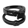 thumbnail image 2 of 2 Pcs/Ensemble Bague de Doigt Incrustée de Zircon Cubique Noir de Luxe pour Femmes Hommes Bijou Cadeau, 2 of 7
