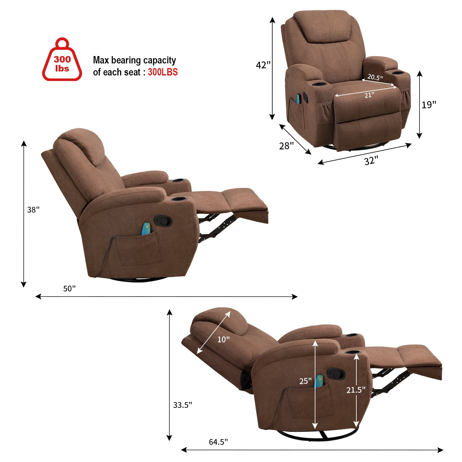 Manual Recliner Chair 350 Lb, Perfect Sleeping Rocking Recliner Chair
