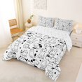 thumbnail image 3 of Manfei Cute Cat King Size Comforter Sets, Cartoon Graffiti Kitten Comforters King Size, Black White, Reversible, 3 Pieces, 1 Comforter and 2 Pillowcases, 3 of 7