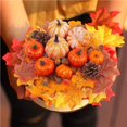 thumbnail image 2 of Kearding Calabaza hoja de arce cono de pino diseño de escena interesante decoración de paisajismo pequeñas decoraciones de simulación de Kits de decoración para fiestas Naranja 166 piezas, 2 of 6