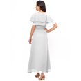 thumbnail image 3 of eloria Women's Georgette Ankle Length V Neck Short Sleeve Waist Tie Long Dress, Color : White | Size : M, 3 of 5