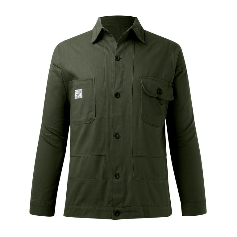 Jackets Tops For Men Casual Retro Slim Fit Button Down Pockets