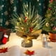 thumbnail image 5 of Árbol de Navidad de mesa iluminado de 12 pulgadas | Mini pino artificial con base de moros rojos, piñas y arpillera | Poliéster multicolor, ramas realistas | Decoración navideña perfecta para casa, 5 of 6