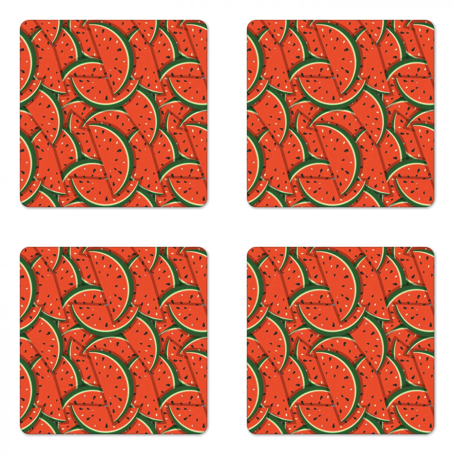 Fruits Coaster Set of 4, Refreshing Watermelon Slices Summer Season