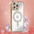 thumbnail image 4 of Entronix Magnetic Crystal Case for iPhone 16 Pro, Luxury Rhinestone Cute Bumper Cover for Girls, Gold, 4 of 8